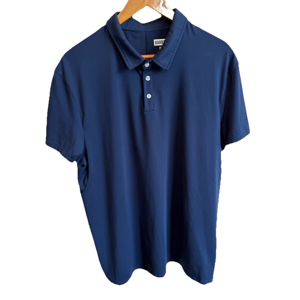 Barbell Polo Shirt Mens XXL Navy Blue Athletic Stretch Performance Short Sleeve